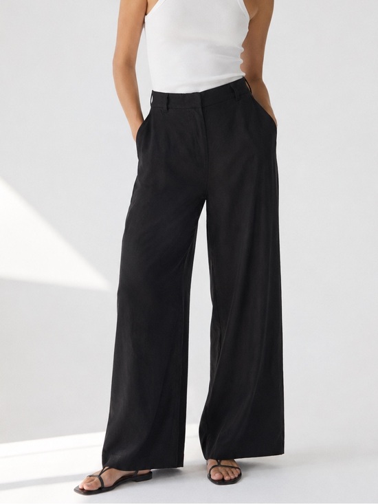 Max Studio Pants - NWT Max Studio London Black Linen Wide Leg Trouser High Rise XL